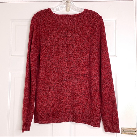 Croft & Barrow Red Holiday Christmas Snowflake Sweater Gold Silver Snowflakes - Picture 2 of 5